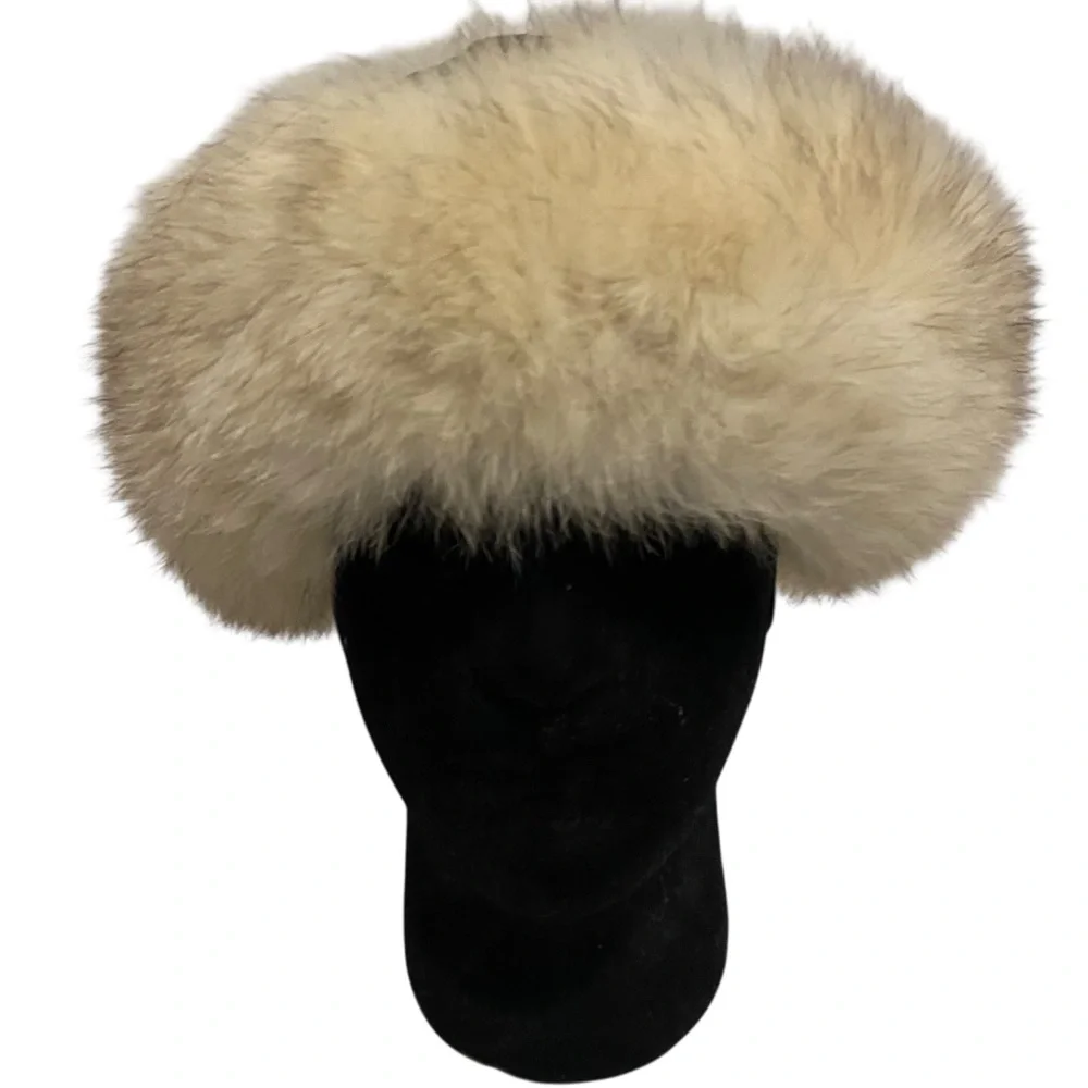 Fourrures Audet Hat One Size Adult Adjustable Fur Trim Suede Leather Black